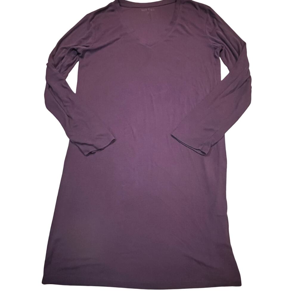 Softies Nightgown Womens Small Purple Long Sleeve Sleep Dress Cozy Lounge